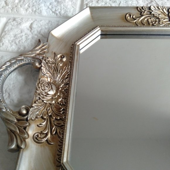 Royal  rectangular Silver and bronze mirror tray new without tag - Picture 2 of 5